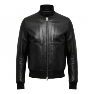 Men's leather bomber front view