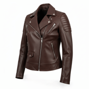 Side View Zanas leather biker jacket women