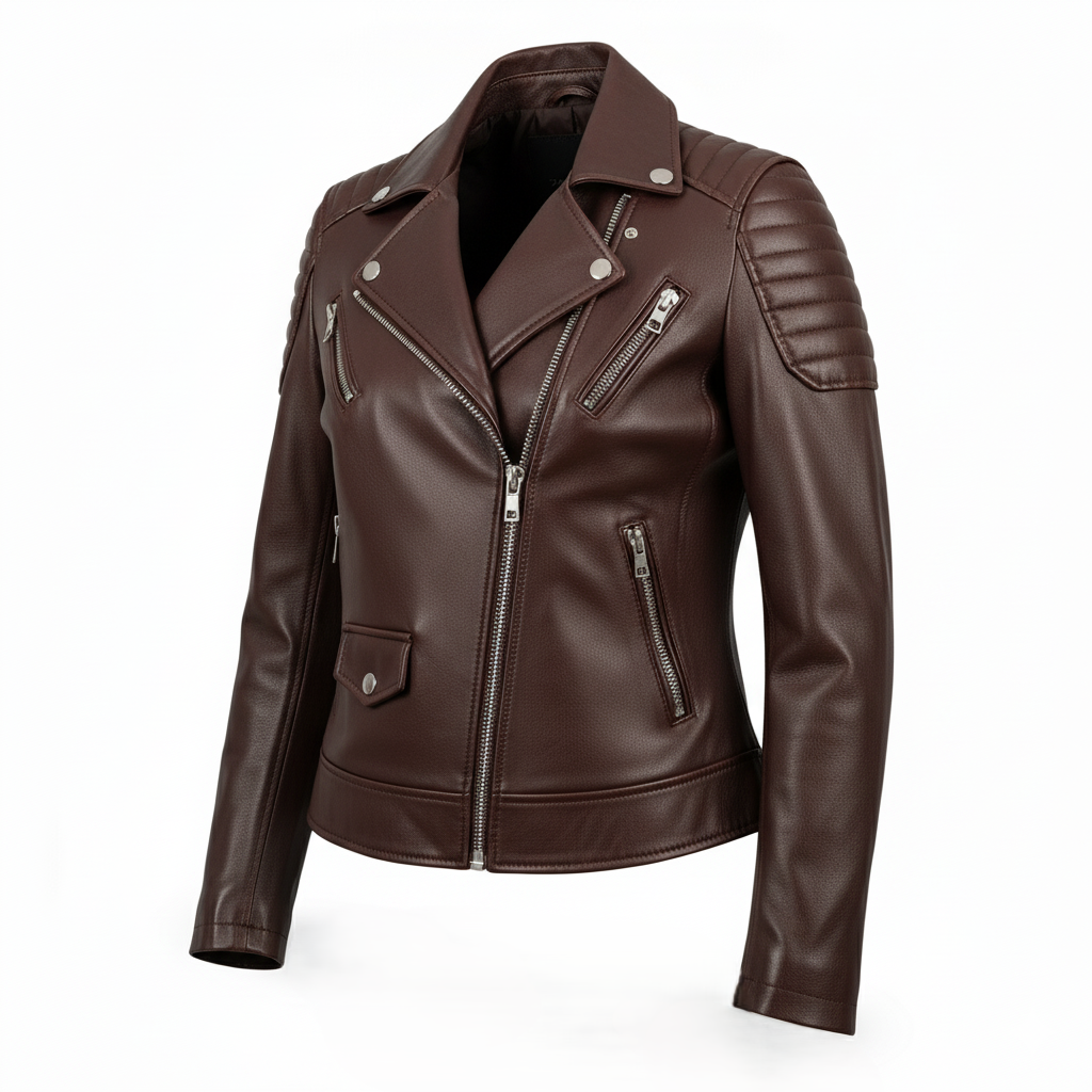 Side View Zanas leather biker jacket women